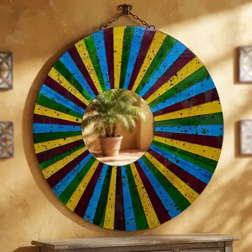 Espejo Importado Indonesia Madera Venecitas Artesanal Deco Multicolor