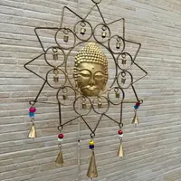 Colgante Tira Decorativo Móvil Metal Figura Buda 7 Chakras Dorado Oscuro