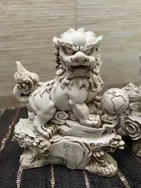 Pareja Perros Fu Apto Exterior Protección Feng Shui Zen 45cm Blanco