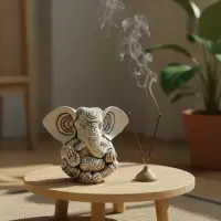 Estatuilla Ganesha 13 Cm Apto Exterior Resina Traida D India Blanco