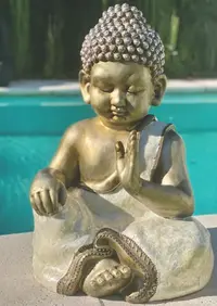 Estatuilla Buda 63 Cm Resina Apto Exterior Ideal Jardin Blanco