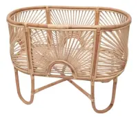 Cuna De Rattan Moises Importada Segura Artesanal Pushkar Natural