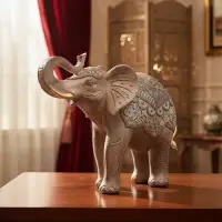 Estatuilla Elefante Resina Decoración India Apto Importado Marrón Claro