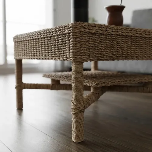 Mesa Arrimo Apoyo Ratona Fibra Natural 2 Pisos Kraft-madera Marrón