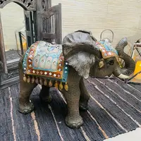 Estatua Elefante Replica Manto Con Fantasias 100% Artesanal Gris