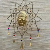 Colgante Tira Decorativo Móvil Metal Figura Buda 7 Chakras Dorado Oscuro