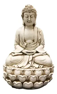 Estatuilla Buda Thai 52 Cm Resina Apto Exterior Ideal Jardin Blanco