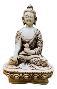 Estatuillas Buda Resina 19 Cm En 3 Colores Importado India  Blanco