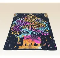 Manta Cubrecama De Algodón Hindu 2y1/2p Mandala Cubresillon
