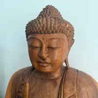 Estatua Gigante Buda 100 Cm Meditando Madera Tallada Impo.