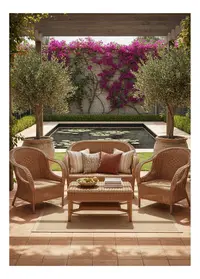 Set Sillon Triple + 2 Sillones Simples + Mesa Pushkar Tienda Marrón