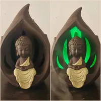 Cascada Humo Porta Conos  Niño Buda  17 Cm Con Led Importado
