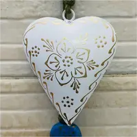 Movil Hindu De 2 Corazones Tira Metal Pintado Deco De India