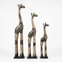 Familia Jirafas X 3 Importadas Madera Pintada Decoración Blanco Y Negro