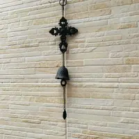 Colgante Cruz Campana Hierro Decoración Importado Oriente Negro