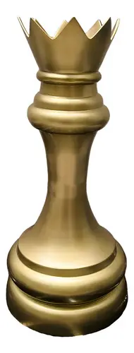 Pieza De Ajedrez Decorativa Reina Aluminio Importado Oriente Dorado Oscuro