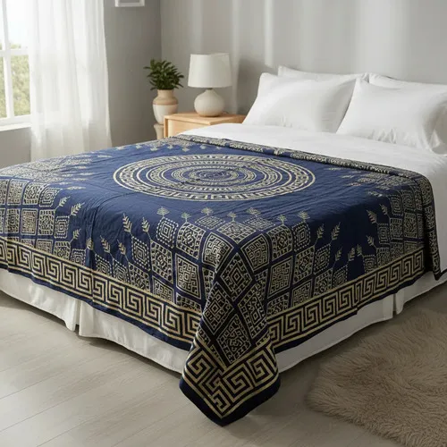 Manta Cubrecama De Algodón Hindu 2y1/2p Mandala Cubresillon