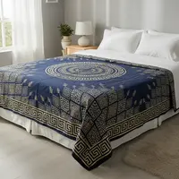 Manta Cubrecama De Algodón Hindu 2y1/2p Mandala Cubresillon
