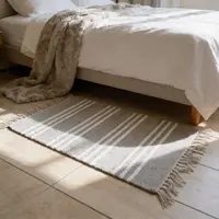 Alfombra Importada India Algodón Costado Pie Cama Baño Deco