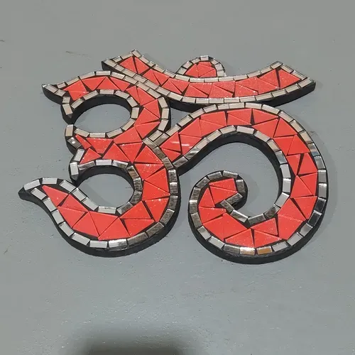 Cuadro Decorativo Om Venecitas Importado Indonesia Artesanal Rojo