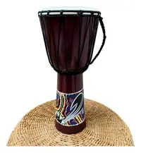 Djembe Instrumento D Indonesia Artesanal Cuero Madera Import Marrón