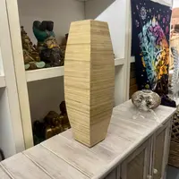 Jarrón Elipse Importado Bambu De India Artesanal Marrón Claro