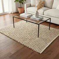 Alfombra Importada De India 100% Artesanal Tejida En Yute 90 Cm 60 M Beige