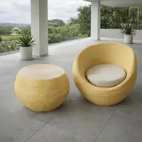Juego Importado Símil Ratán Apto Exterior 1 Sillon +1 Mesa Marrón Claro