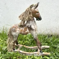 Caballo Mecedor En Madera Oriente 25cm Importado Indonesia Marrón Claro