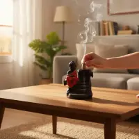 Cascada Humo Buda Importada Oriente Espacio Zen Rojo
