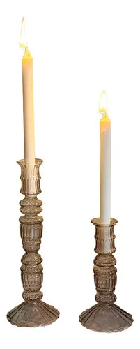 Candelabro Importado Para Velas Vidrio Pushkar Tienda Deco Transparente
