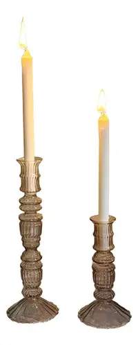 Candelabro Importado Para Velas Vidrio Pushkar Tienda Deco Transparente