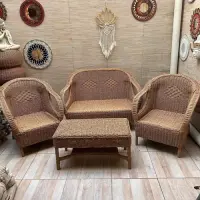 Sillon Doble Hecho En Fibra Natural Kraft 100% Artesanal Brodery Marrón