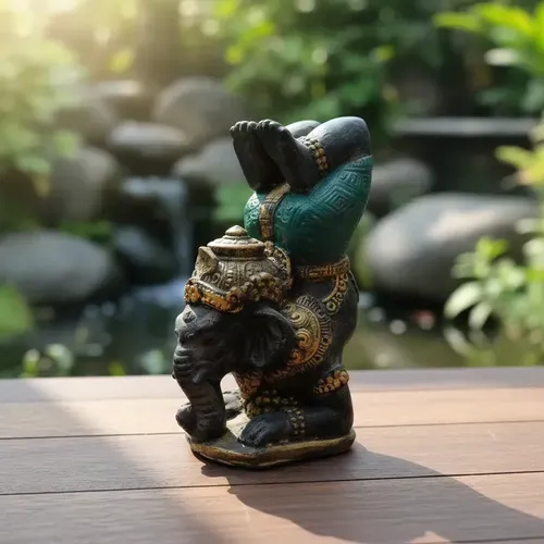 Estatua Resina 25cm Alto Pintadas Buda Ganesha Indonesia Om