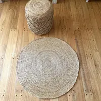 Alfombra Artesanal Yute Importada De India Pushkar Tienda 90 Cm Marrón Claro