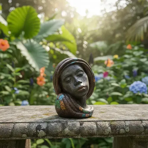 Estatua Cara Africana Decoracion Interior/exterior En Resina Marrón Oscuro