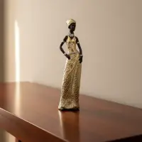 Imagen Africana Estatuilla Importada Oriente Con Fantasías Marrón Oscuro