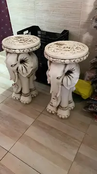 Elefante 65 Cm Apto Exterior Artesanal Hecho En Resina Mesa Blanco