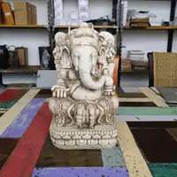 Estatua Diosa Ganesha De Jardín Resina Apto Exterior Blanco