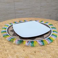 Plato De Sitio O Individual Circular C/fleco De 43 Cm Import Amarillo Liso