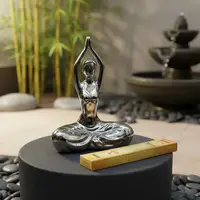 Figura Yoga Decorativa 23 Cm Estatuilla Posiciones D Oriente Plateado