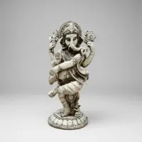 Estatua Ganesha Danzante De Jardin 60cm Resina Apto Exterior Blanco