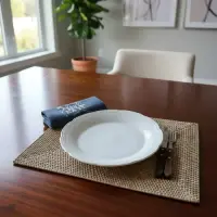 Plato De Sitio Individual Ratan Natural Importado 40 X 30 Cm Marrón Claro