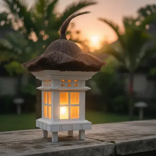 Farol Fanal De Bali Madera/vidrio Importado Indonesia Unico Mix