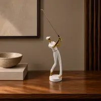 Escultura Estatua Golfista Decorativa Diseño Exclusivo Blanco