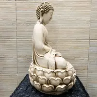 Estatuilla Buda Thai 52 Cm Resina Apto Exterior Ideal Jardin Blanco