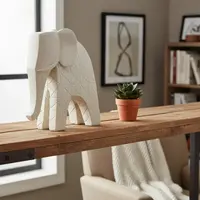 Estatuilla Elefante De Resina Deco India Importado Beige