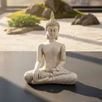 Estatuilla Buda Loto Apto Exterior Resina Ideal Jardín Deco Blanco