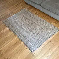 Alfombra Importada De India 100% Artesanal Tejida De Yute 150 Cm 90 M Beige