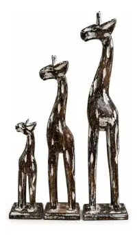 Familia Jirafas X 3 Importadas Madera Pintada 40-30-20 Cm Marrón